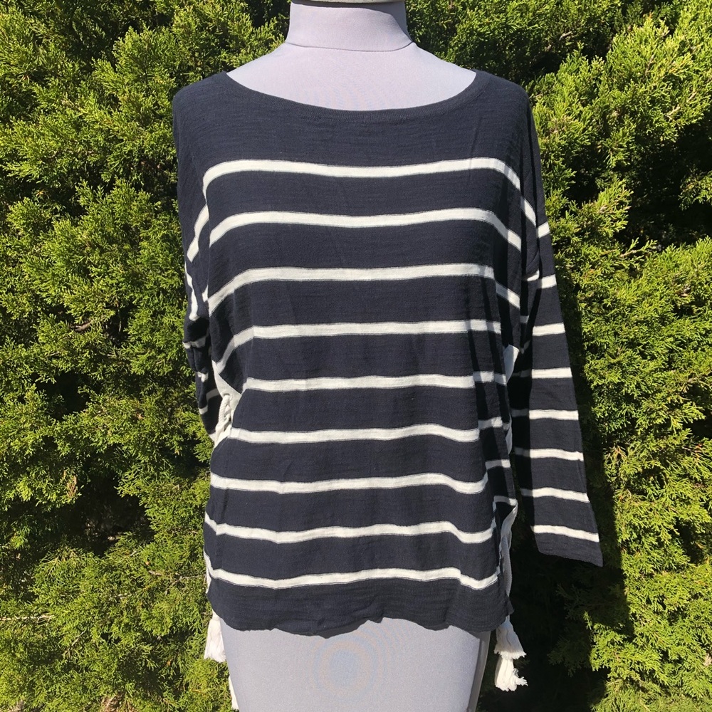 Loft Navy Stripe Top